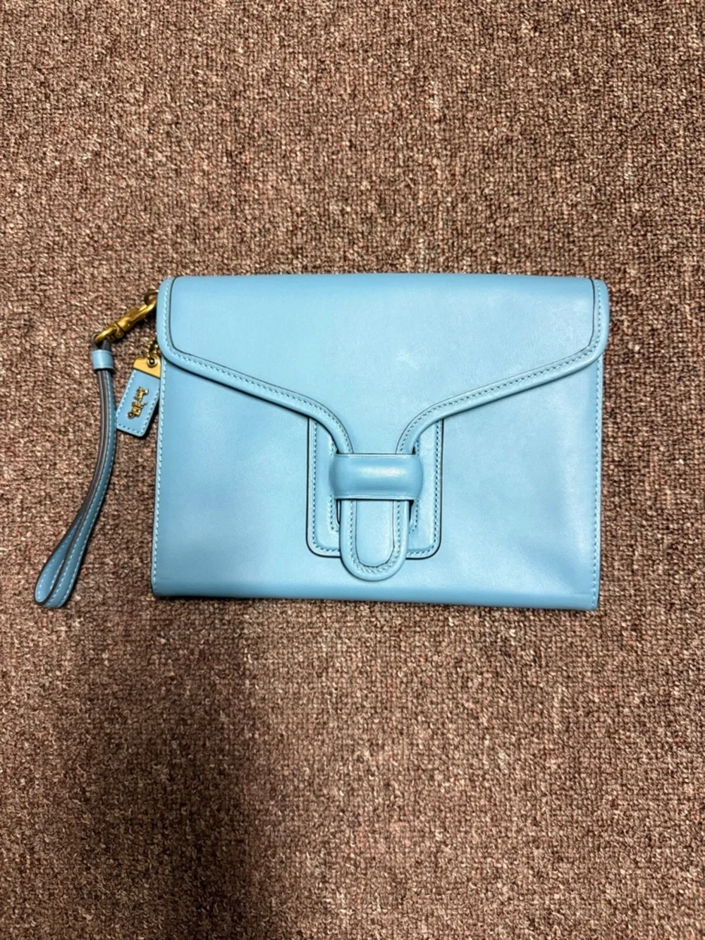 Coach 1941  Courier Wristlet clutch 89331 Pacific Blue and brass  NWT